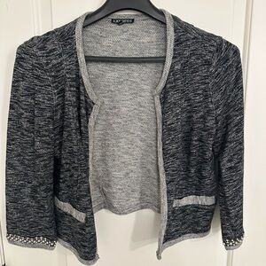 Express Women's Charcoal and Light Gray Cardigan